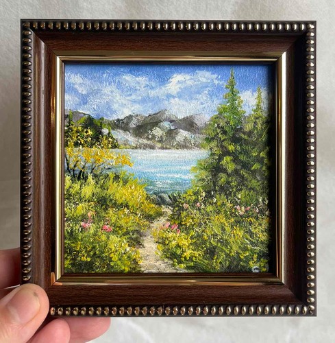 Montagne mare quadro olio - montagne,